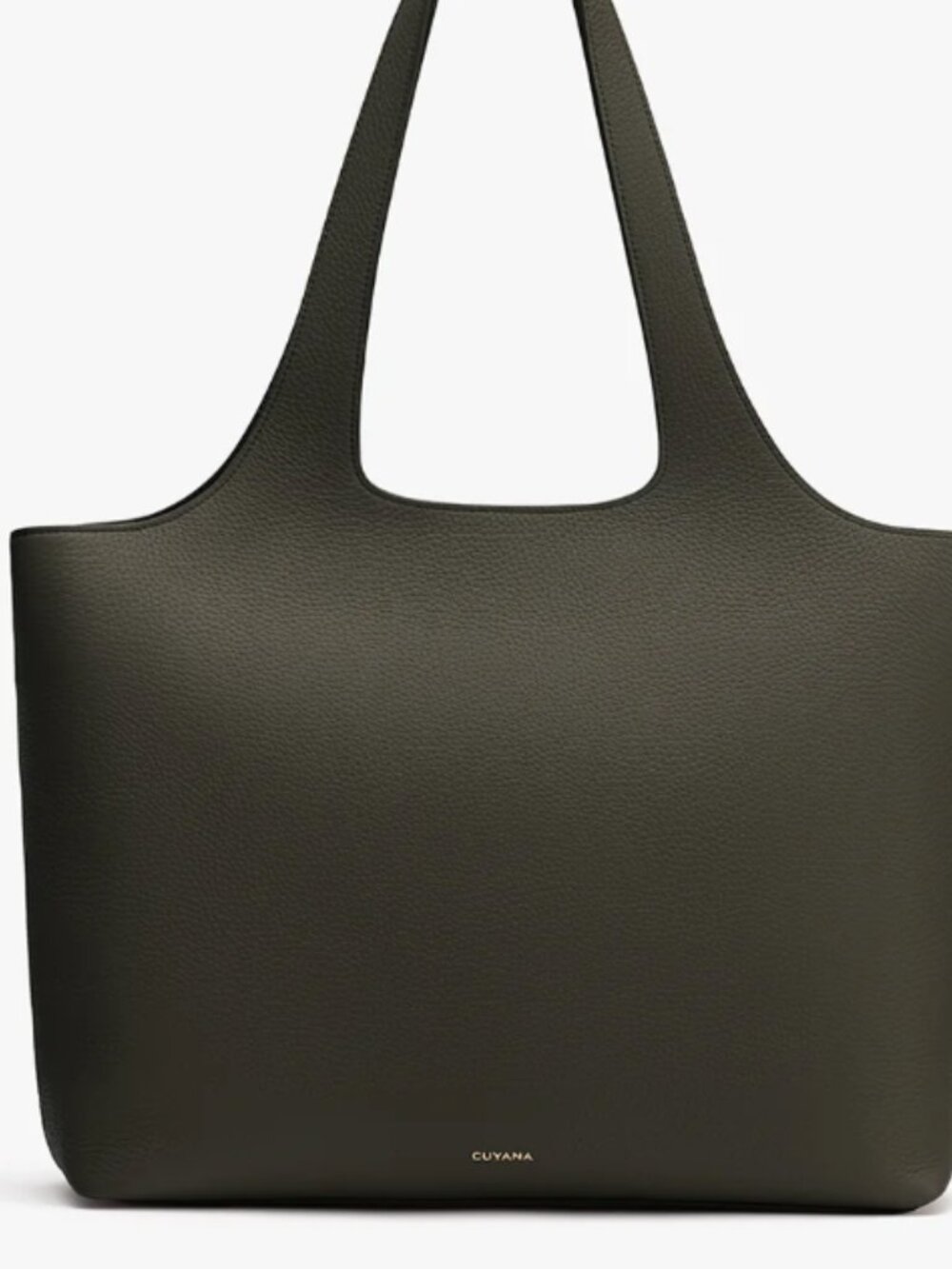 Cuyana System Zipper Tote 16" Dark Olive Leather + Laptop Sleeve